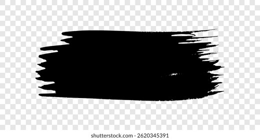 Black brush stroke. Hand drawn ink spot isolated on transparent background. Vector illustration