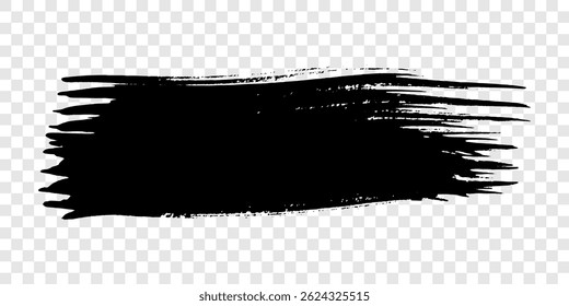 Black brush stroke. Hand drawn ink spot isolated on transparent background. Vector illustration
