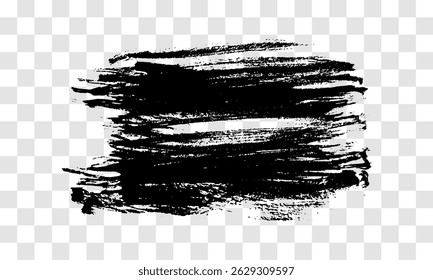 Traçado de pincel preto. Ponto de tinta desenhado à mão isolado em fundo transparente. Ilustração vetorial