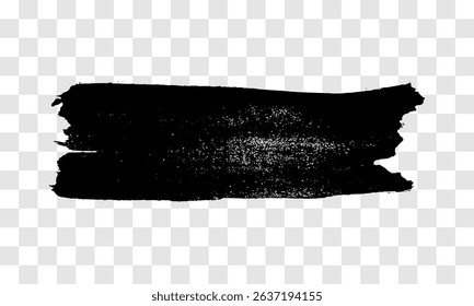 Black brush stroke. Hand drawn ink spot isolated on transparent background. Vector illustration