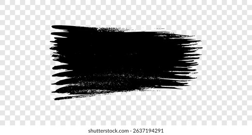 Black brush stroke. Hand drawn ink spot isolated on transparent background. Vector illustration