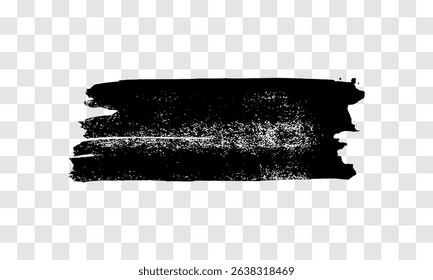 Black brush stroke. Hand drawn ink spot isolated on transparent background. Vector illustration