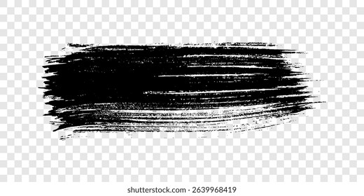 Black brush stroke. Hand drawn ink spot isolated on transparent background. Vector illustration