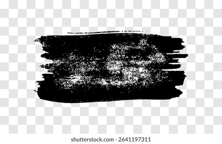 Black brush stroke. Hand drawn ink spot isolated on transparent background. Vector illustration