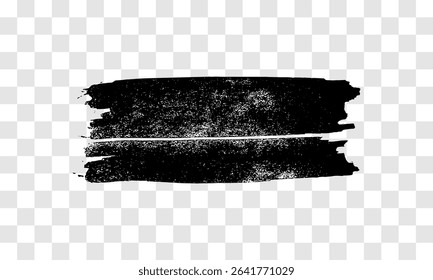 Black brush stroke. Hand drawn ink spot isolated on transparent background. Vector illustration