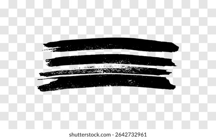 Black brush stroke. Hand drawn ink spot isolated on transparent background. Vector illustration