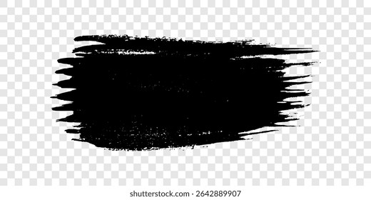 Black brush stroke. Hand drawn ink spot isolated on transparent background. Vector illustration
