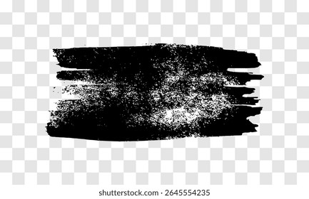 Traçado de pincel preto. Ponto de tinta desenhado à mão isolado em fundo transparente. Ilustração vetorial