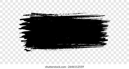 Black brush stroke. Hand drawn ink spot isolated on transparent background. Vector illustration