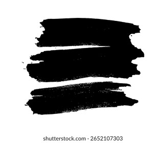Pincelada negra. Mancha de tinta dibujada a mano aislada sobre fondo blanco. Ilustración vectorial