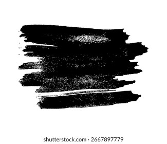 Traçado de pincel preto. Mancha de tinta desenhada à mão isolada sobre fundo branco. Ilustração vetorial