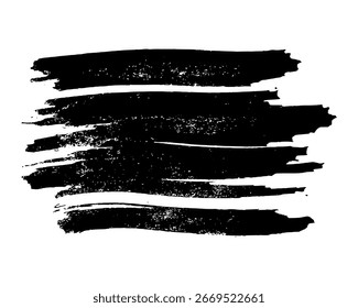 Schwarzer Pinselstrich. Handgezeichneter Tintenfleck einzeln auf weißem Hintergrund. Vektorgrafik
