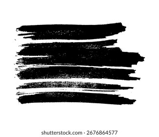 Traçado de pincel preto. Mancha de tinta desenhada à mão isolada sobre fundo branco. Ilustração vetorial