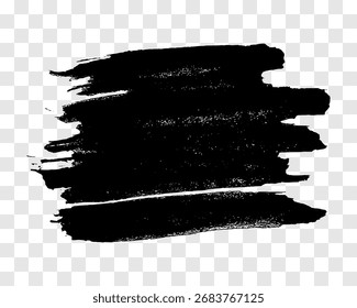 Black brush stroke. Hand drawn ink spot isolated on transparent background. Vector illustration