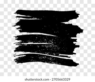 Black brush stroke. Hand drawn ink spot isolated on transparent background. Vector illustration