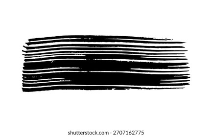 Pincelada negra. Mancha de tinta dibujada a mano aislada sobre fondo blanco. Ilustración vectorial