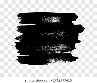 Black brush stroke. Hand drawn ink spot isolated on transparent background. Vector illustration