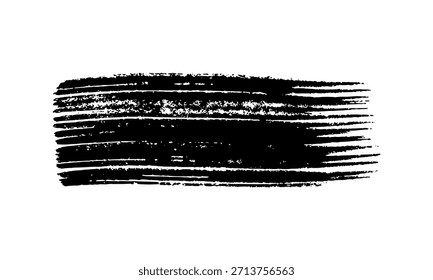 Pincelada negra. Mancha de tinta dibujada a mano aislada sobre fondo blanco. Ilustración vectorial