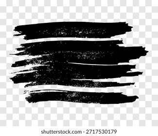 Black brush stroke. Hand drawn ink spot isolated on transparent background. Vector illustration