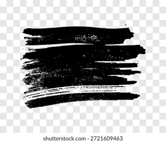 Schwarzer Pinselstrich. Handgezeichneter Tintenfleck einzeln auf transparentem Hintergrund. Vektorgrafik