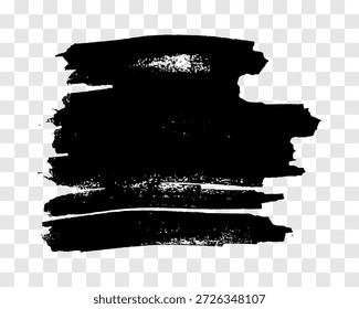 Black brush stroke. Hand drawn ink spot isolated on transparent background. Vector illustration