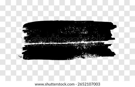 Black brush stroke. Hand drawn ink spot isolated on transparent background. Vector illustration