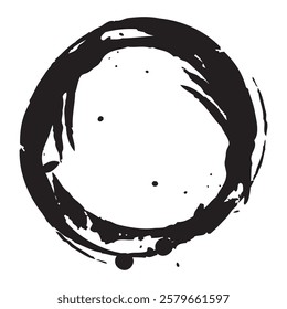 Black brush stroke. Hand painted ink circle isolated on white background. EPS 10 Vector illustration