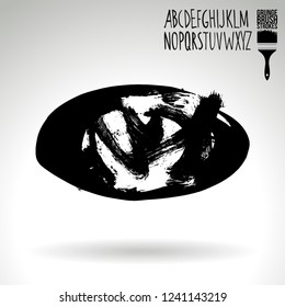 Black brush stroke and handwritten alphabet. Grunge vector abstract hand - painted element. Underline and border design.