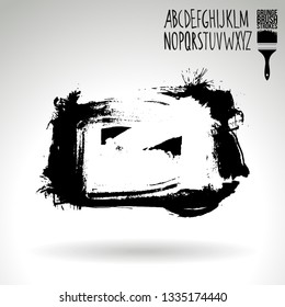 Black brush stroke and handwritten alphabet. Grunge vector abstract hand - painted element. Underline and border design.