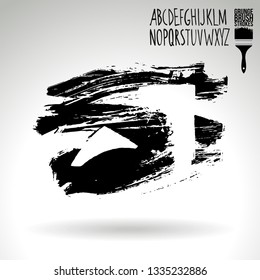 Black brush stroke and handwritten alphabet. Grunge vector abstract hand - painted element. Underline and border design.