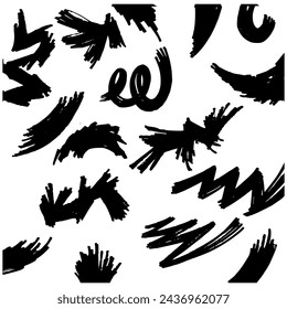Ilustración de trazos de pincel negro forma vectorial aislado sobre fondo blanco