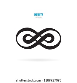 Black brush stroke infinity, moebius vector symbol, logo or limitless sign isolated on white background. Creative infinite or eternity endless icon