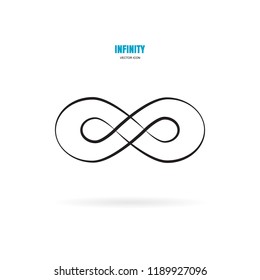 Black brush stroke infinity, moebius vector symbol, logo or limitless sign isolated on white background. Creative infinite or eternity endless icon