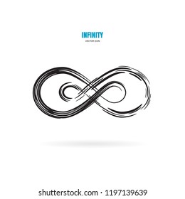 Black brush stroke infinity, moebius vector symbol, logo or limitless sign isolated on white background. Creative infinite or eternity endless icon