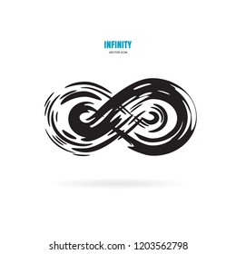 Black brush stroke infinity, moebius vector symbol, logo or limitless sign isolated on white background. Creative infinite or eternity endless icon