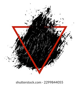 Tinta de pincel negra aislada sobre fondo blanco. Cartel con marco rojo. Elemento de diseño grueso. Ilustración vectorial, Eps 10.