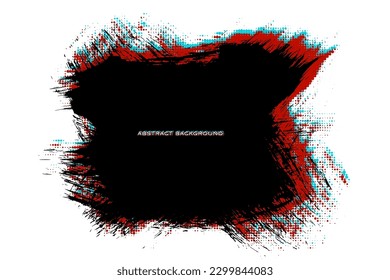 Tinta de pincel negra aislada sobre fondo blanco. Pancarta en tonos rojos y turquesa. Elemento de diseño grueso. Ilustración vectorial, Eps 10.