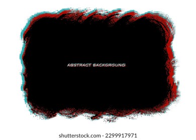Black brush stroke ink isolated on white background. Banner with shades of red and turquoise. Grunge design element. Vector illustration, Eps 10.