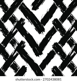 Padrão de linhas de interseção de traçado de pincel preto na ilustração de vetor branco