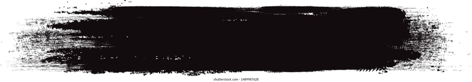 Black brush stroke isolated on white background. Brush stroke for black ink paint, grunge backdrop, dirt banner, watercolor design and dirty texture. Creative art concept, vector illustration