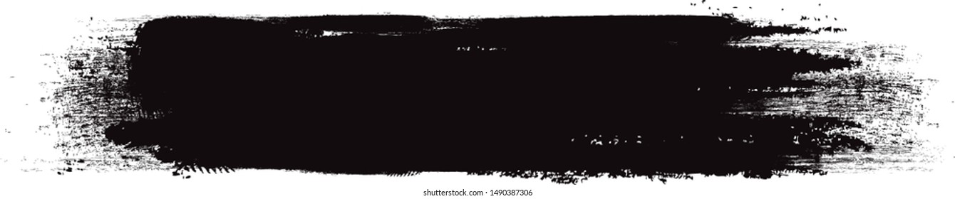 Black brush stroke isolated on white background. Brush stroke for black ink paint, grunge backdrop, dirt banner, watercolor design and dirty texture. Creative art concept, vector illustration
