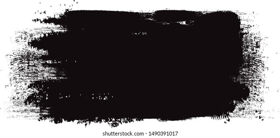 Black brush stroke isolated on white background. Brush stroke for black ink paint, grunge backdrop, dirt banner, watercolor design and dirty texture. Creative art concept, vector illustration