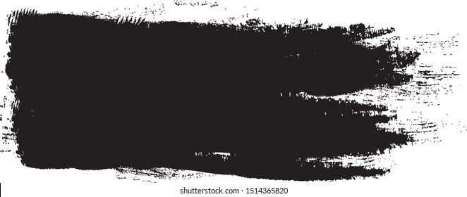 Schwarzer Pinselstrich einzeln auf weißem Hintergrund. Pinselstrich für schwarze Farbfarbe, Grunge Hintergrund, Schmutzbanner, Aquarell-Design und schmutzige Textur. Kreatives Kunstkonzept. Vektorgrafik.