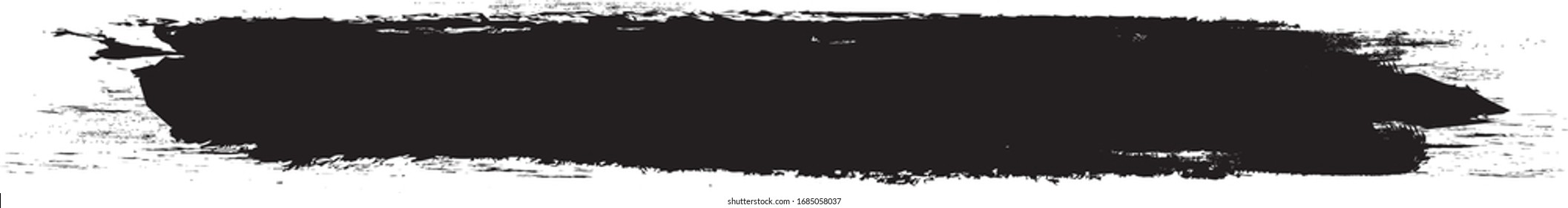 Schwarzer Pinselstrich einzeln auf weißem Hintergrund. Trendy Pinselstrich für schwarze Farbfarbe, Grunge Hintergrund, Schmutzbanner, Aquarell-Design und schmutzige Textur. Vektorillustration mit Pinselstrich