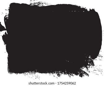 Golpe de pincel negro aislado sobre fondo blanco. Pinza de pincel de moda para pintura de tinta negra, fondo de fondo de grunge, banner de suciedad, diseño de acuarela y textura sucia. Ilustración vectorial de pincel