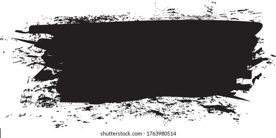 Schwarzer Pinselstrich einzeln auf weißem Hintergrund. Trendy Pinselstrich für schwarze Farbfarbe, Grunge Hintergrund, Schmutzbanner, Aquarell-Design und schmutzige Textur. Pinselstrich, Vektorgrafik
