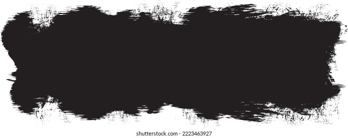 Schwarzer Pinselstrich einzeln auf Hintergrund. Malerpinselstrich, Vektorgrafik für schwarze Farbfarbe, Grunge Design-Element, Schmutzbanner, Aquarellfarben-Design, schmutzige Textur. Trendiger Pinselstrich, Vektorgrafik