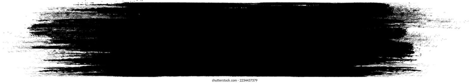 Black brush stroke isolated on background. Paint brush stroke vector for black ink paint, grunge design element, dirt banner, watercolor design, dirty texture. Trendy brush stroke, vector illustration