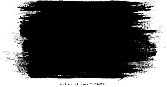 Schwarzer Pinselstrich einzeln auf Hintergrund. Malerpinselstrich, Vektorgrafik für schwarze Farbfarbe, Grunge Design-Element, Schmutzbanner, Aquarellfarben-Design, schmutzige Textur. Trendiger Pinselstrich, Vektorgrafik