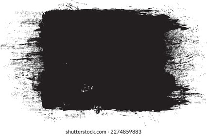 Golpe de pincel negro aislado en el fondo. Vector de trazo de pincel para pintura de tinta negra, elemento de diseño de grunge, banner de suciedad, diseño de acuarela, textura sucia. Icono de pincel de moda, ilustración vectorial